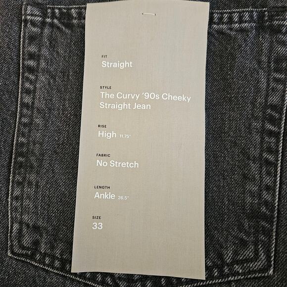 Everlane The Curvy ’90s Cheeky Jean Ankle Button Fly Washed Black Sz 33 NWT - Picture 4 of 9